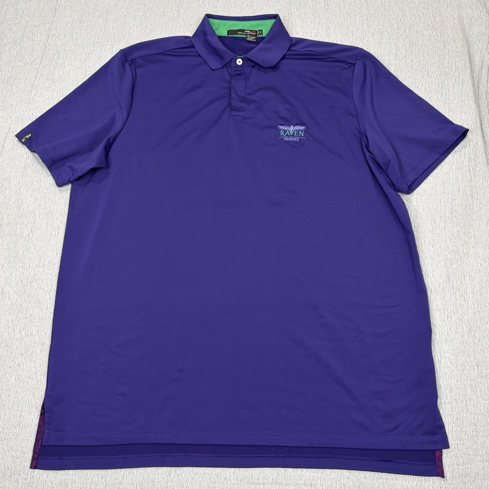 RLX Ralph Lauren Shirt Mens‎ XL Purple Short Sleeve Golf Polo Raven GC Phoenix